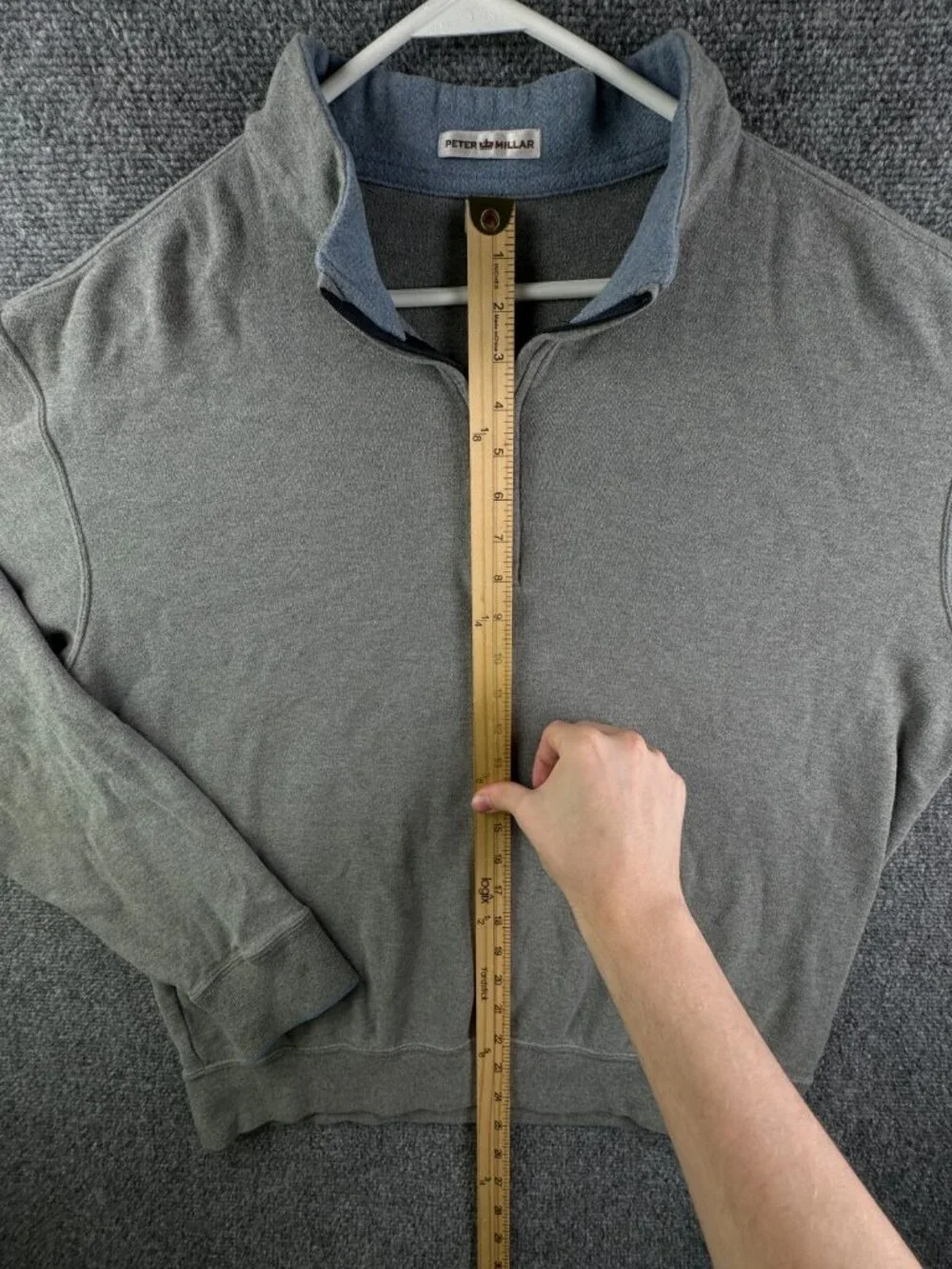 Peter Millar Cotton Gray 1/4 Zip Pullover Sweater Soft Long Sleeve Men Knit